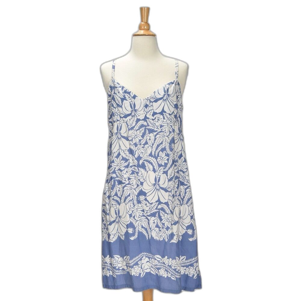 Relax Blue Floral Empire Waist Dress Size L